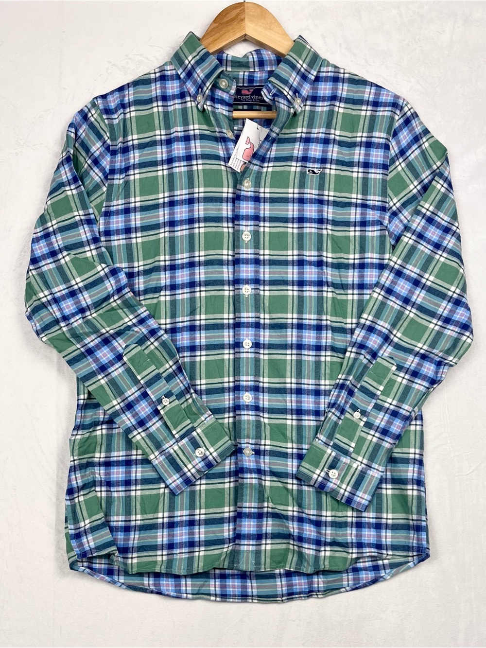 Vineyard Vines NEW Whale Shirt 100% Cotton Plaid Button Down Shirt Size Large